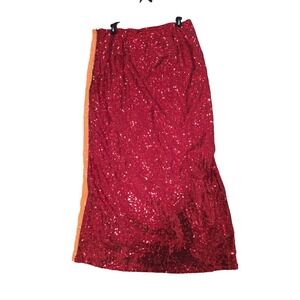 COLLECTIVE‎ THE LABEL CURVE Red Sequin Maxi Skirt with Orange Size 14